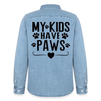 My Kids Have Paws – Dog Parent Statement Design - Männer Jeanshemd Organic von Stanley/Stella - verwaschenes Hellblau - Hinten - AI Model Male 185 light (185cm)