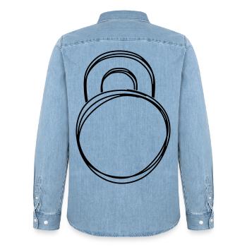 Kettlebell handgezeichnet - Männer Jeanshemd Organic von Stanley/Stella - verwaschenes Hellblau - Hinten - AI Model Male 185 light (185cm)
