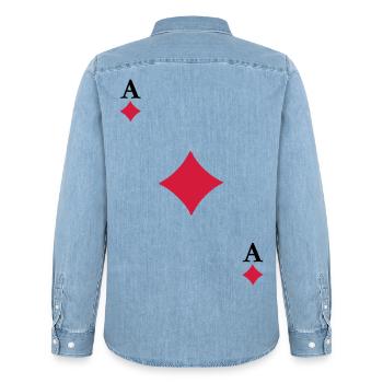 Ace of Diamonds - Men’s Organic Denim Shirt by Stanley/Stella - light wash - Back - AI Model Male 185 light (185cm)