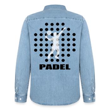 Padel - Men’s Organic Denim Shirt by Stanley/Stella - light wash - Back - AI Model Male 185 light (185cm)