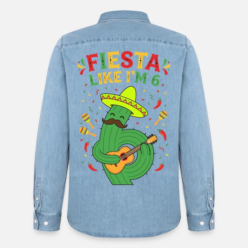 Fiesta comme si j’avais 6 cactus - Chemise en denim homme bio Stanley/Stella - bleu clair délavé