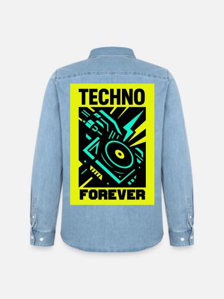Techno Forever - Men’s Organic Denim Shirt by Stanley/Stella - light wash