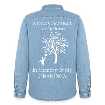 Zum Gedenken an Großmutter - Männer Jeanshemd Organic von Stanley/Stella - verwaschenes Hellblau - Hinten - AI Model Male 185 light (185cm)