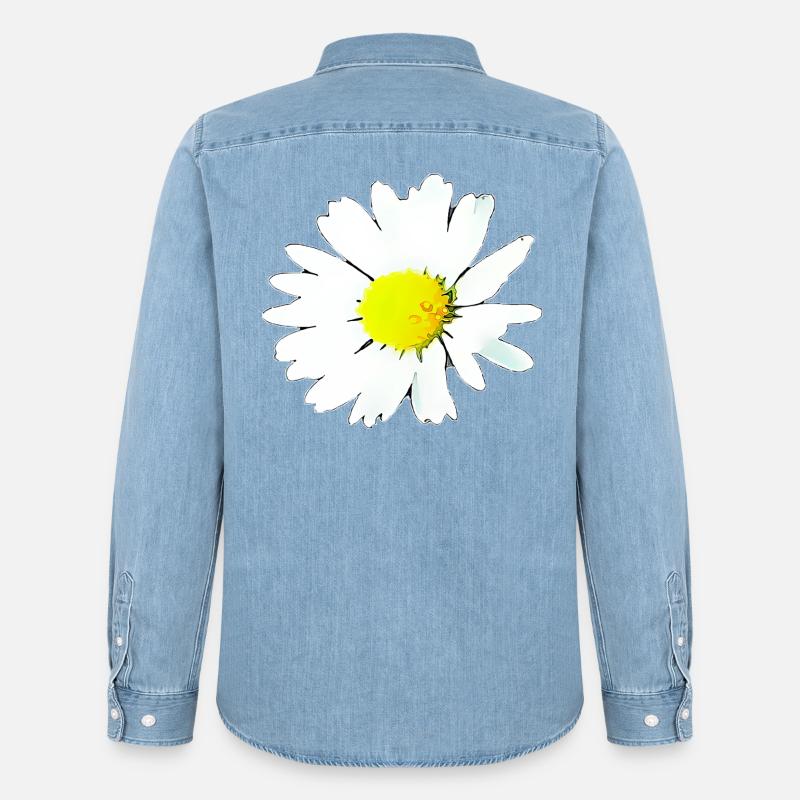 Blume - Gänseblümchen - Männer Jeanshemd Organic von Stanley/Stella - verwaschenes Hellblau