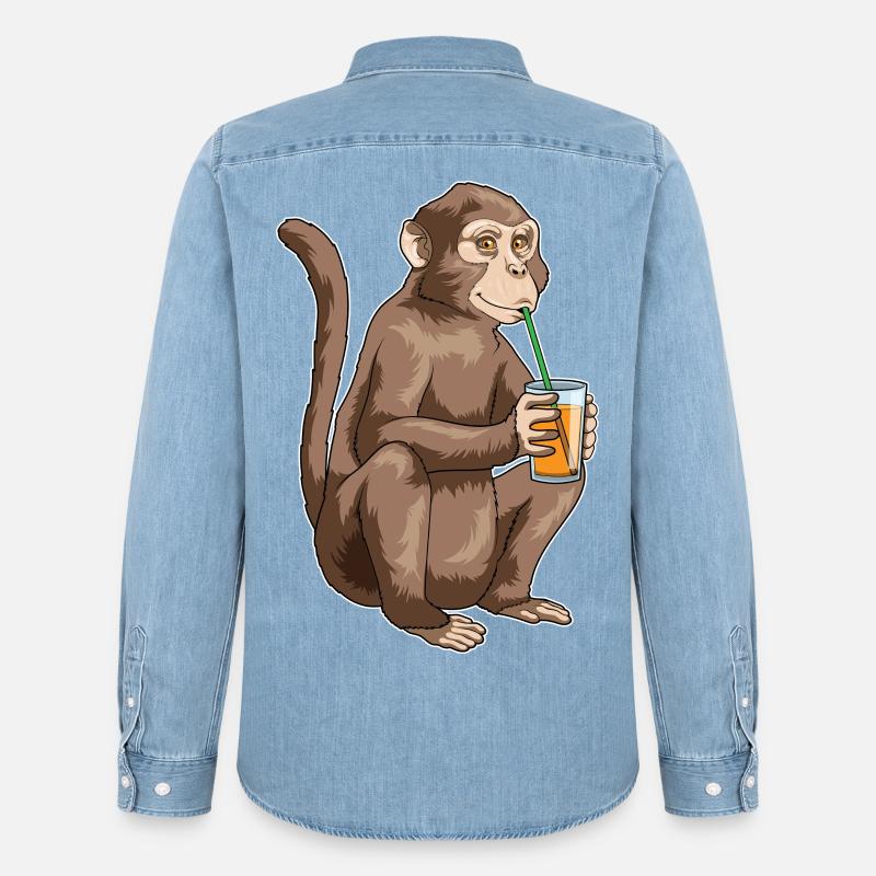 Affe Saft - Männer Jeanshemd Organic von Stanley/Stella - verwaschenes Hellblau