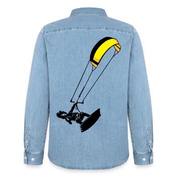 Kitesuf flex - Männer Jeanshemd Organic von Stanley/Stella - verwaschenes Hellblau - Hinten - AI Model Male 185 light (185cm)