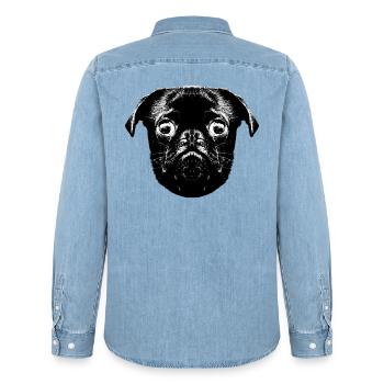 Otto's Pug hopst - Men’s Organic Denim Shirt by Stanley/Stella - light wash - Back - AI Model Male 185 light (185cm)