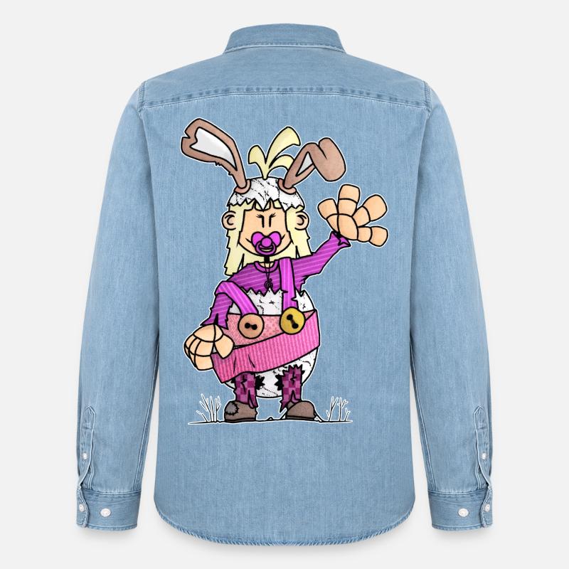 Tida - das Turbo-Pappe-Ei / - Männer Jeanshemd Organic von Stanley/Stella - verwaschenes Hellblau