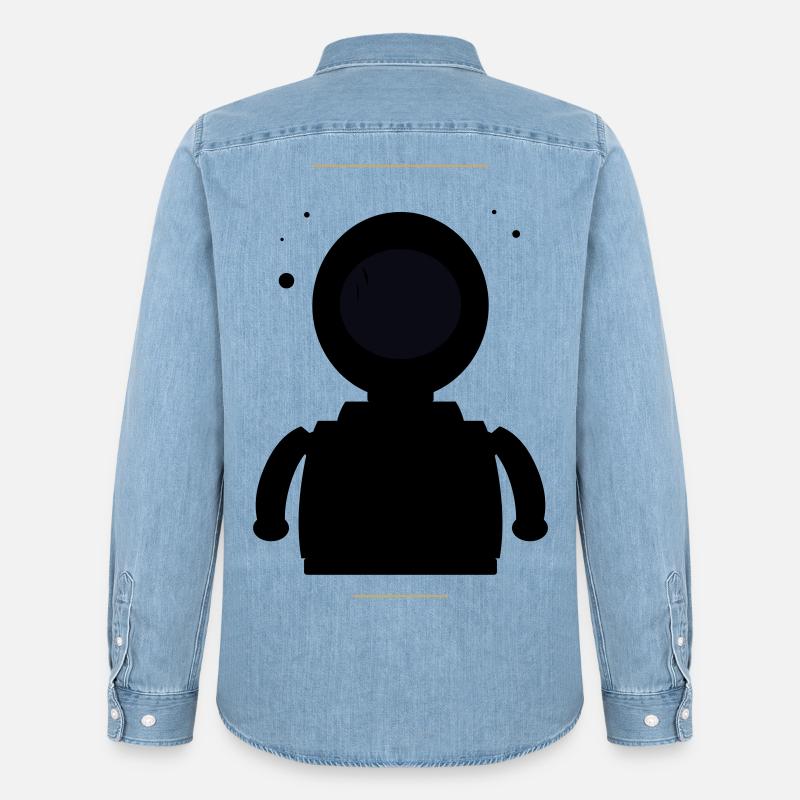 Minimalistischer Schwarzer Mond - Männer Jeanshemd Organic von Stanley/Stella - verwaschenes Hellblau