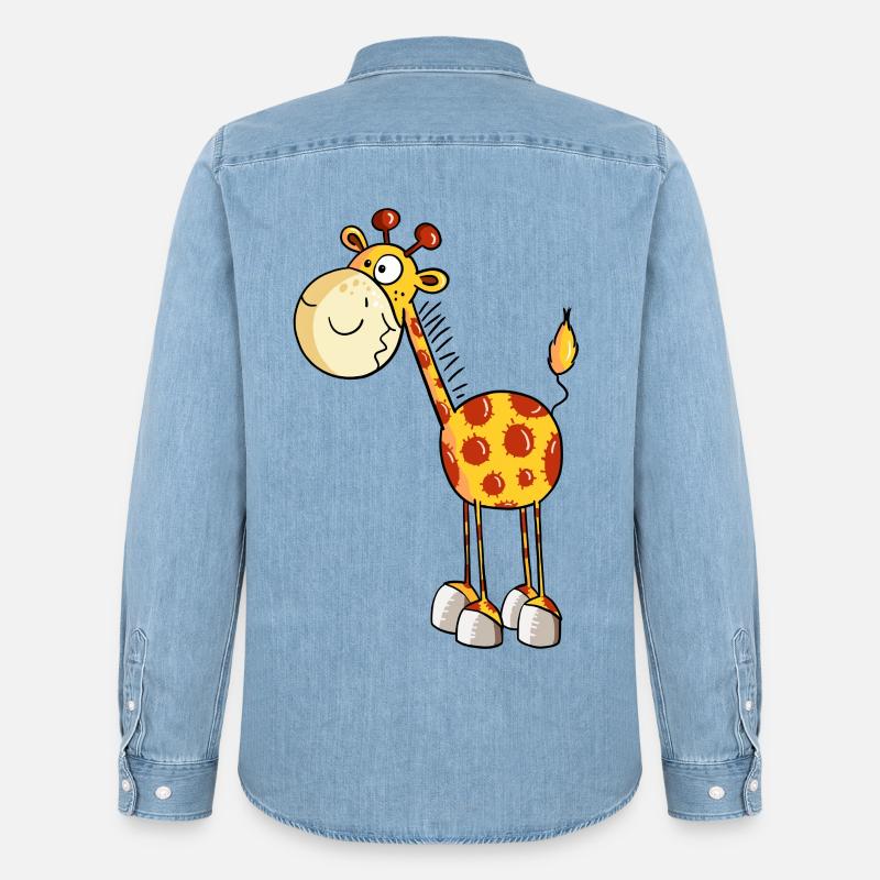 Drollige Giraffe - Giraffen - Comic - Fun - Männer Jeanshemd Organic von Stanley/Stella - verwaschenes Hellblau