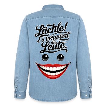 Toujours souriant - Chemise en denim homme bio Stanley/Stella - bleu clair délavé - Dos - AI Model Male 185 light (185cm)