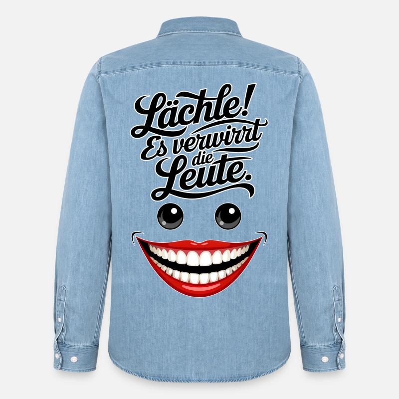 Immer lächeln - Männer Jeanshemd Organic von Stanley/Stella - verwaschenes Hellblau