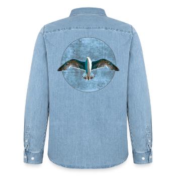 Möwe - Männer Jeanshemd Organic von Stanley/Stella - verwaschenes Hellblau - Hinten - AI Model Male 185 light (185cm)