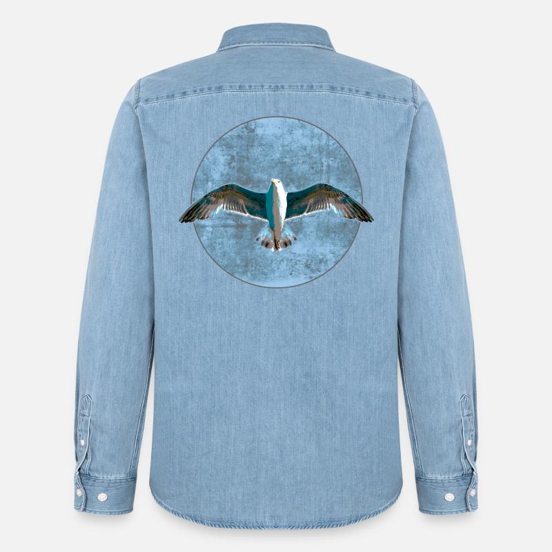 Möwe - Männer Jeanshemd Organic von Stanley/Stella - verwaschenes Hellblau