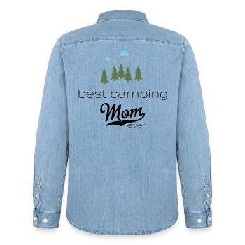 camper - Men’s Organic Denim Shirt by Stanley/Stella - light wash - Back - AI Model Male 185 light (185cm)