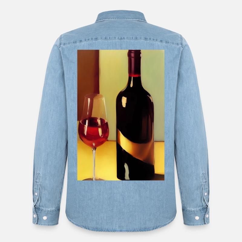 Wein Trinker - Männer Jeanshemd Organic von Stanley/Stella - verwaschenes Hellblau