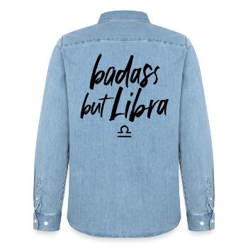 Astro Badass mais Balance - Chemise en denim homme bio Stanley/Stella - bleu clair délavé - Dos - AI Model Male 185 light (185cm)