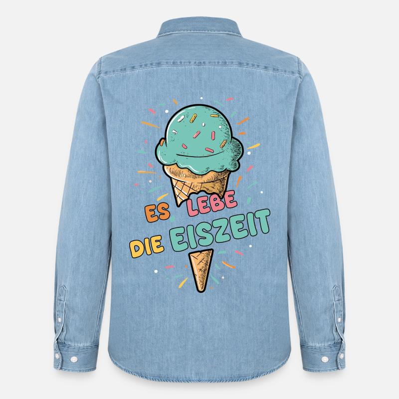 Es lebe die Eiszeit - Eiskugel - Männer Jeanshemd Organic von Stanley/Stella - verwaschenes Hellblau