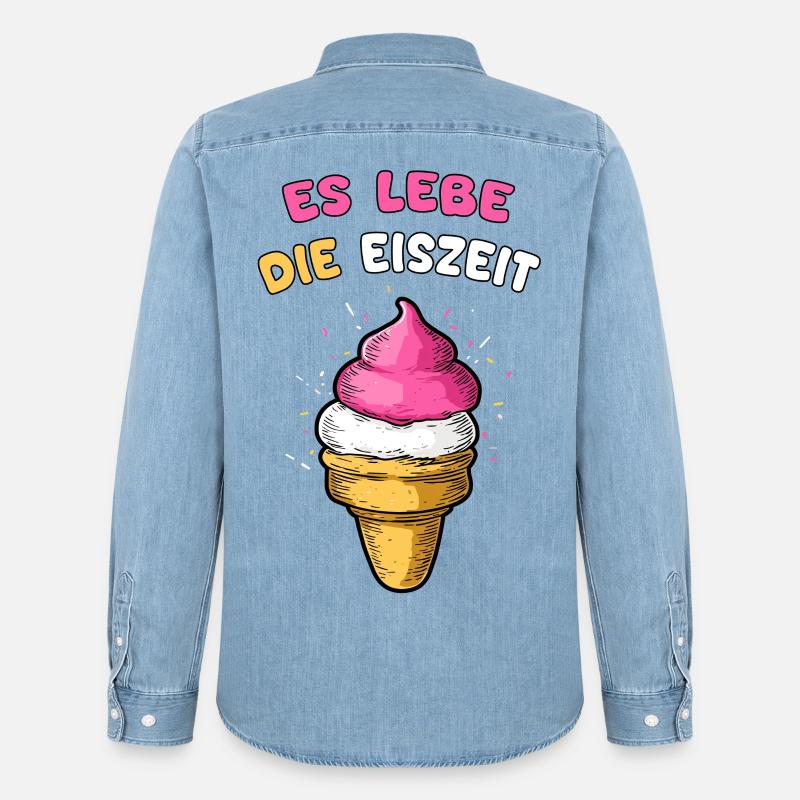 Es lebe die Eiszeit mit Eiscreme - Männer Jeanshemd Organic von Stanley/Stella - verwaschenes Hellblau