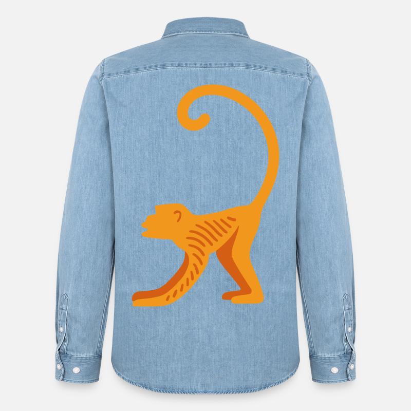 Orangutan Linienlogo - Männer Jeanshemd Organic von Stanley/Stella - verwaschenes Hellblau