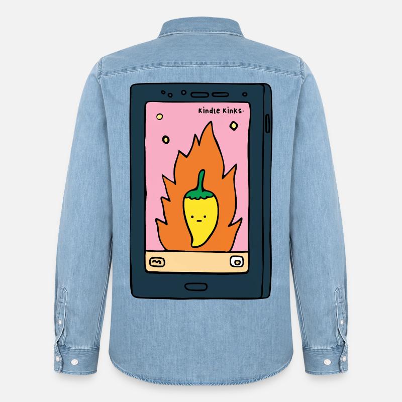 Spicy E-Reader “Kinks” Design | Funny BookT - Männer Jeanshemd Organic von Stanley/Stella - verwaschenes Hellblau