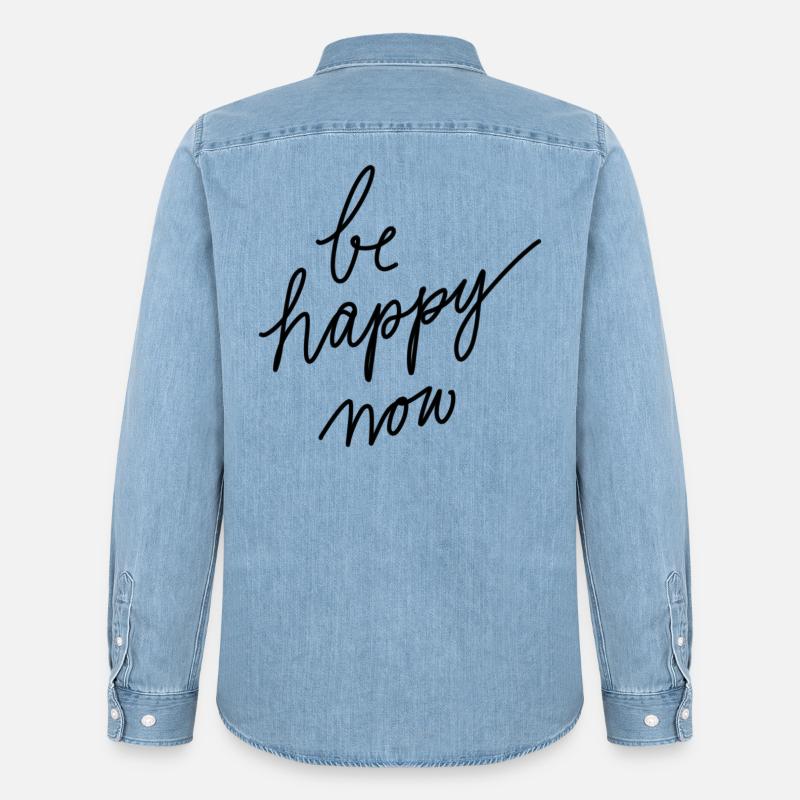 Sei jetzt glücklich! - Männer Jeanshemd Organic von Stanley/Stella - verwaschenes Hellblau