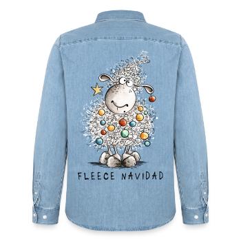Fleece Navidad Weihnachtsschaf Cartoon Schaf - Männer Jeanshemd Organic von Stanley/Stella - verwaschenes Hellblau - Hinten - AI Model Male 185 light (185cm)