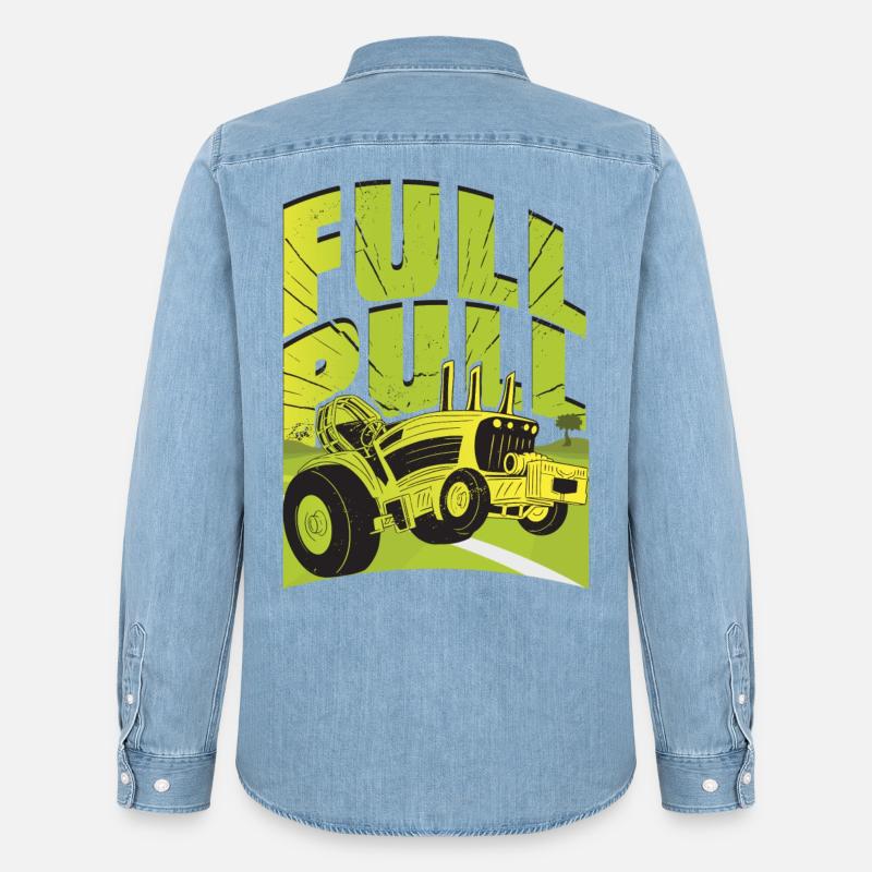 Traktor Pulling - Männer Jeanshemd Organic von Stanley/Stella - verwaschenes Hellblau