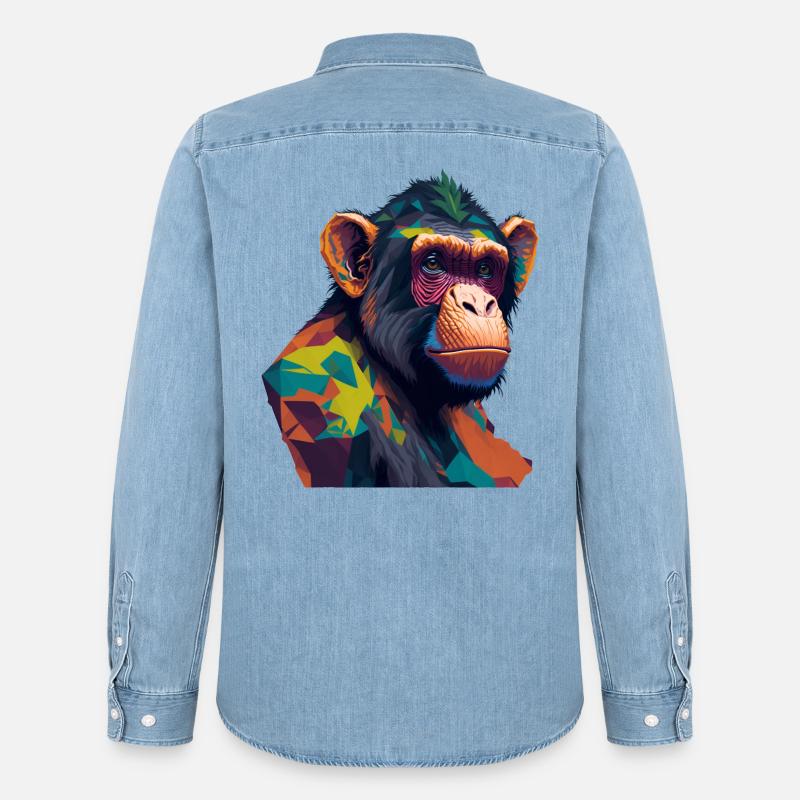 Scimpanzé - Camicia in denim uomo bio di Stanley/Stella - azzurro chiaro slavato