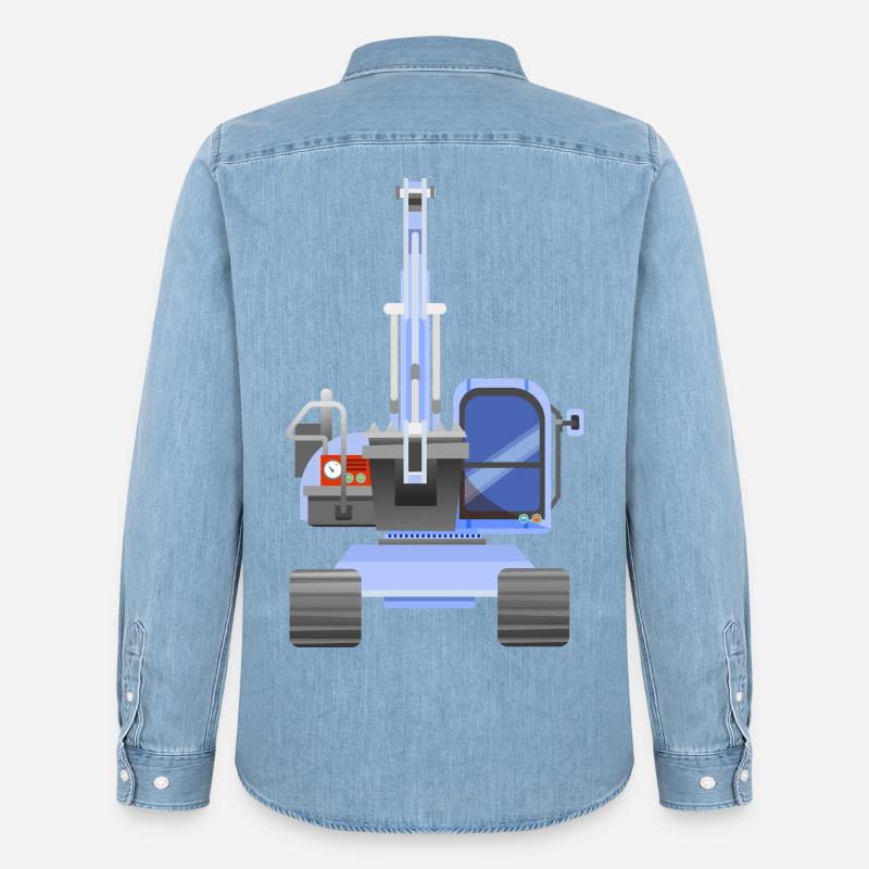 Blauer Bagger - Männer Jeanshemd Organic von Stanley/Stella - verwaschenes Hellblau