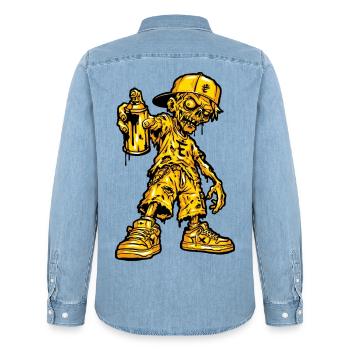 Zombie Graffiti Halloween - Männer Jeanshemd Organic von Stanley/Stella - verwaschenes Hellblau - Hinten - AI Model Male 185 light (185cm)