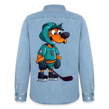 Eishockey Hund - Männer Jeanshemd Organic von Stanley/Stella - verwaschenes Hellblau - Hinten - AI Model Male 185 light (185cm)