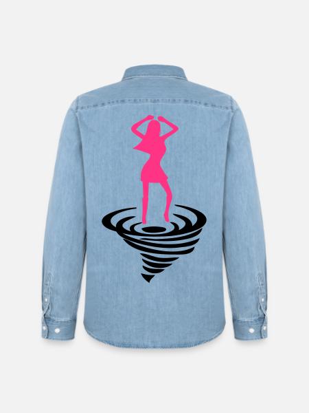 Dancing woman on tornado - Men’s Organic Denim Shirt by Stanley/Stella - light wash