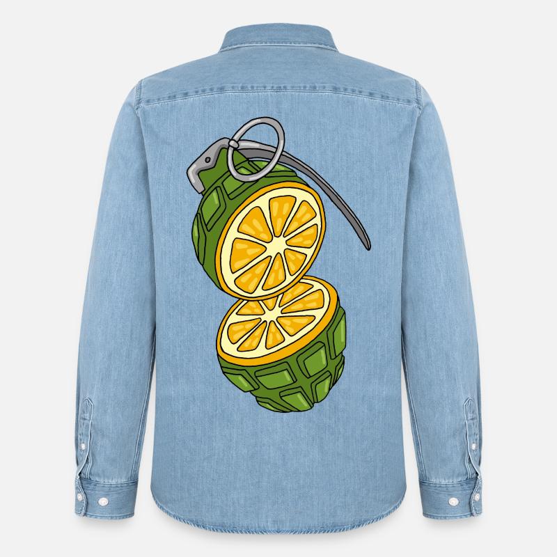 Die Granate ist eine Orange. - Männer Jeanshemd Organic von Stanley/Stella - verwaschenes Hellblau