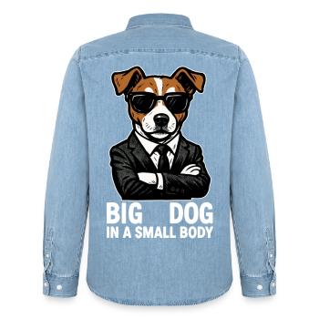 Jack Russell Terrier Anzug Chef Hund Geschenk - Men’s Organic Denim Shirt by Stanley/Stella - light wash - Back - AI Model Male 185 light (185cm)
