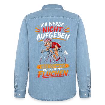 ich werde nicht aufgeben aber ich werde die ganze  - Männer Jeanshemd Organic von Stanley/Stella - verwaschenes Hellblau - Hinten - AI Model Male 185 light (185cm)