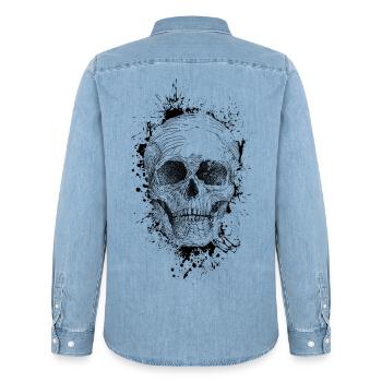 Schädel - Männer Jeanshemd Organic von Stanley/Stella - verwaschenes Hellblau - Hinten - AI Model Male 185 light (185cm)