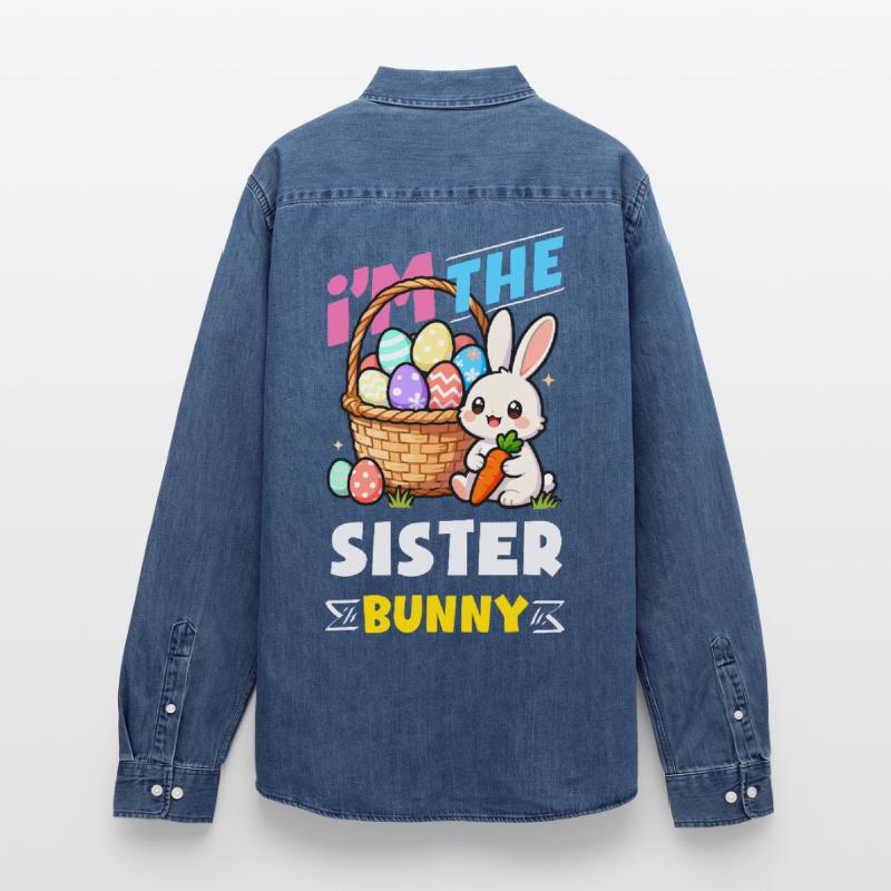 Happy Easter Sweet Easter Bunny Egg Hunt Easter Eggs Men’s Organic Denim Shirt by Stanley/Stella
