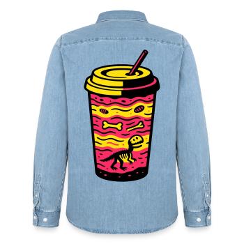 Matcha Dino Cup - Männer Jeanshemd Organic von Stanley/Stella - verwaschenes Hellblau - Hinten - AI Model Male 185 light (185cm)