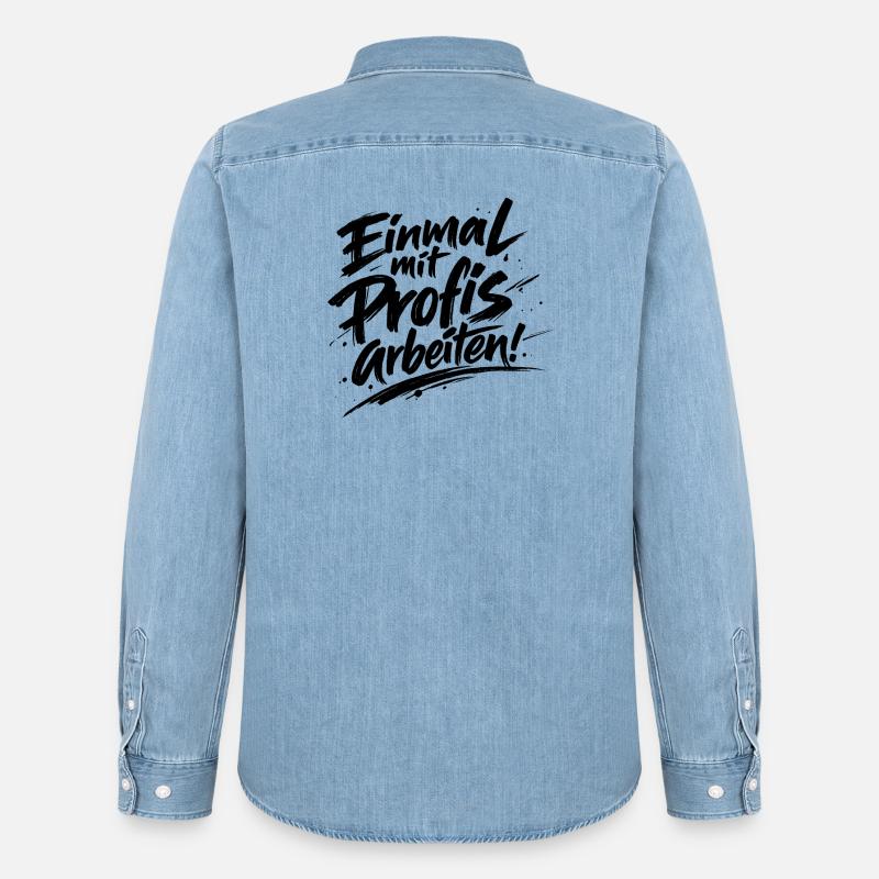 Einmal mit Profis arbeiten Katastrophe Facepalm - Männer Jeanshemd Organic von Stanley/Stella - verwaschenes Hellblau