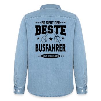 Busfahrer Der Beste der Welt Berufe  Arbeit - Männer Jeanshemd Organic von Stanley/Stella - verwaschenes Hellblau - Hinten - AI Model Male 185 light (185cm)