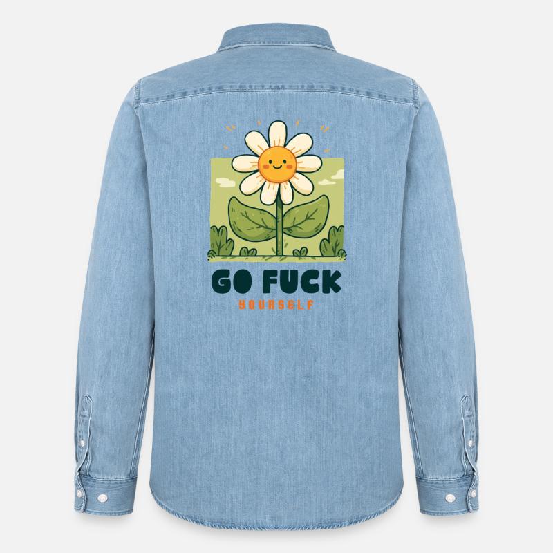 Fiore Birichino - Camicia in denim uomo bio di Stanley/Stella - azzurro chiaro slavato