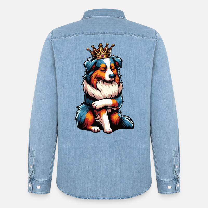 Australian Shepherd Aussie Aussiebesitzer Aussies - Männer Jeanshemd Organic von Stanley/Stella - verwaschenes Hellblau