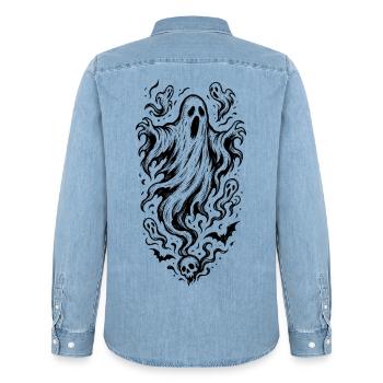 Geister - Männer Jeanshemd Organic von Stanley/Stella - verwaschenes Hellblau - Hinten - AI Model Male 185 light (185cm)