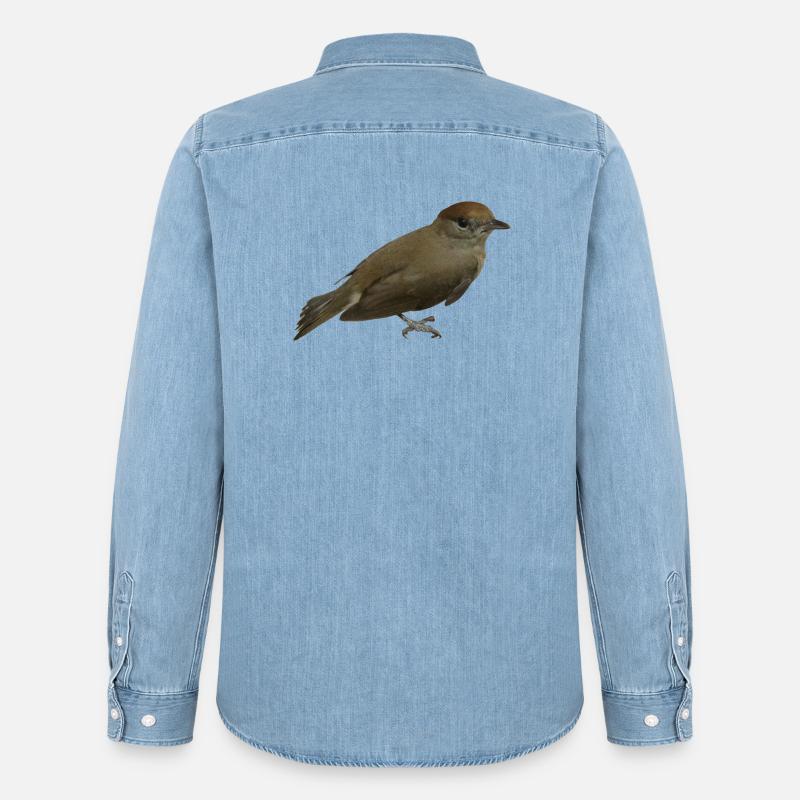 Mönchsgrasmücke Weibchen - Männer Jeanshemd Organic von Stanley/Stella - verwaschenes Hellblau