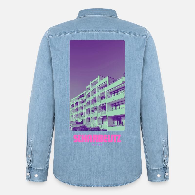 Scharbeutz Ostsee - Männer Jeanshemd Organic von Stanley/Stella - verwaschenes Hellblau