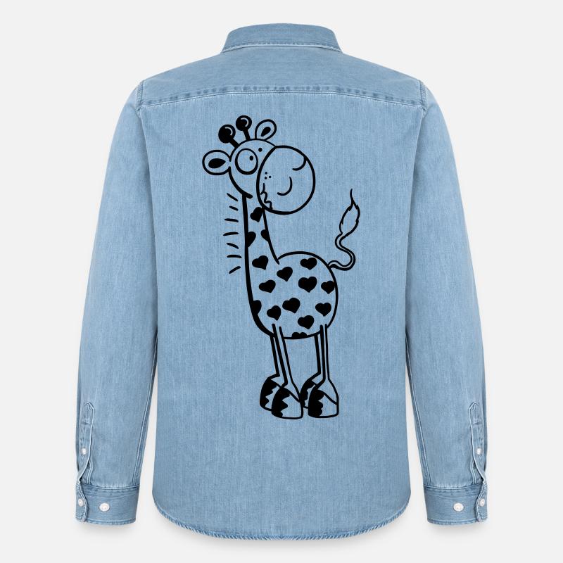 Herzliche Giraffe - Giraffen - Tiere - Comic - Männer Jeanshemd Organic von Stanley/Stella - verwaschenes Hellblau