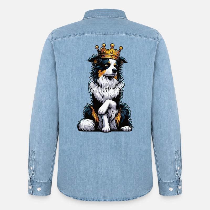 Australian Shepherd Aussie Aussiebesitzer Aussies - Männer Jeanshemd Organic von Stanley/Stella - verwaschenes Hellblau