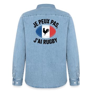 J'peux Pas J'ai trop trop La Flemme - Chemise en denim homme bio Stanley/Stella - bleu clair délavé - Dos - AI Model Male 185 light (185cm)