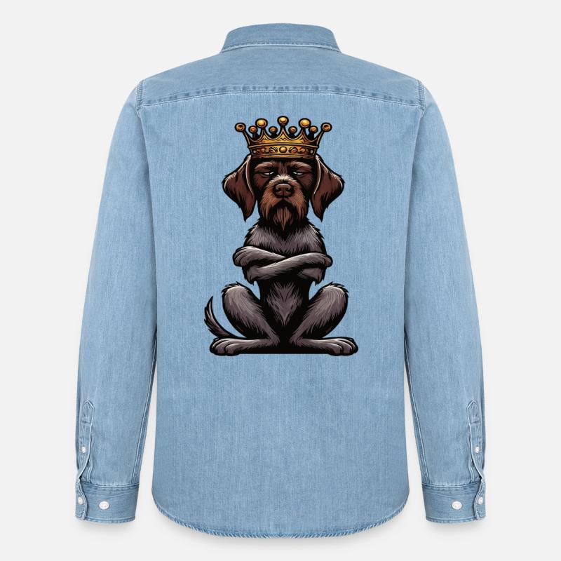 Deutsch Drahthaar Deutsch-Drahthaar Besitzer - Männer Jeanshemd Organic von Stanley/Stella - verwaschenes Hellblau